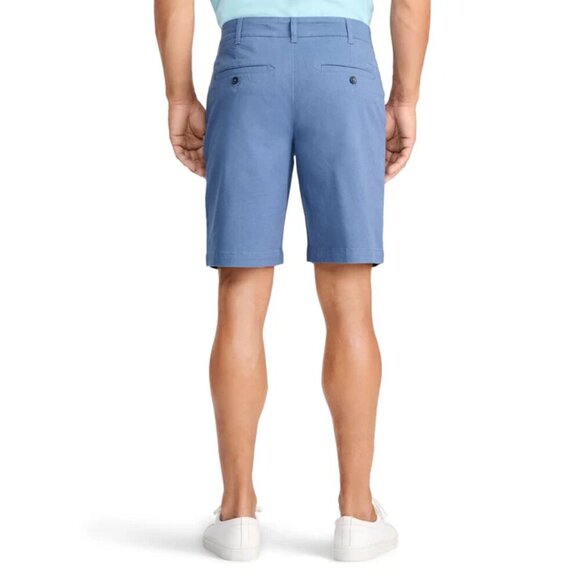 Izod Men's 34 Shorts SALTWATER FLAT-FRONT TWILL 9.5" - BIJOU BLUE - Picture 2 of 3